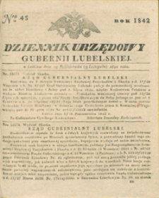 Dziennik Urzędowy Gubernii Lubelskiey 1842, Nr 45 (24 paźdz./5 list.)
