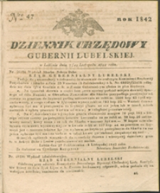 Dziennik Urzędowy Gubernii Lubelskiey 1842, Nr 47 (7/19 list.)