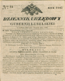 Dziennik Urzędowy Gubernii Lubelskiey 1842, Nr 34 (8/20 sierp.)