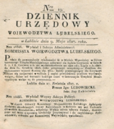 Dziennik Urzędowy Województwa Lubelskiego 1827, Nr 19 (9 maj)