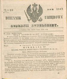 Dziennik Urzędowy Gubernii Lubelskiey 1843, Nr 29 (10/22 lip.)