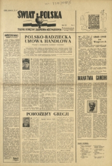Świat i Polska : tygodnik poświęcony zagadnieniom międzynarodowym. R. 3, nr 6 (8 lutego 1948)
