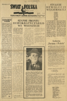 Świat i Polska : tygodnik poświęcony zagadnieniom międzynarodowym. R. 3, nr 12 (21 marca 1948)