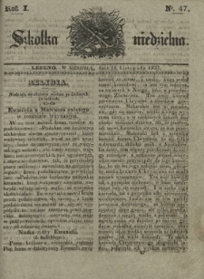 Szkółka Niedzielna : pismo czasowe poświęcone włościanom / red. ks. T. Borowicz. R. 1, nr 47 (19 listopada 1837)