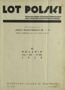 Lot Polski : organ Ligi Obrony Powietrznej i Przeciwgazowej oraz Aeroklubu Rezeczypospolitej Polskiej. Spis rzeczy R. 6 (1928)