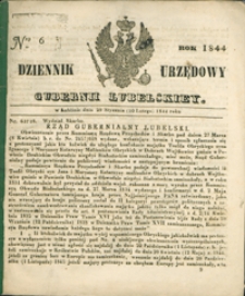 Dziennik Urzędowy Gubernii Lubelskiey 1844, Nr 6 (29 stycz./10 luty)