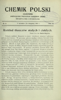 Chemik Polski : czasopismo poświęcone wszystkim gałęziom chemii teoretycznej i stosowanej / red. Br. Znatowicz R. 3, Nr 35 (2 września 1903)