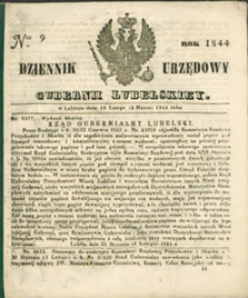 Dziennik Urzędowy Gubernii Lubelskiey 1844, Nr 9 (19 luty/2 marz.)