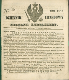 Dziennik Urzędowy Gubernii Lubelskiey 1844, Nr 10 (26 luty/9 marz.)
