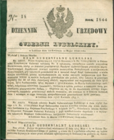 Dziennik Urzędowy Gubernii Lubelskiey 1844, Nr 18 (22 kwiec./4 maj)