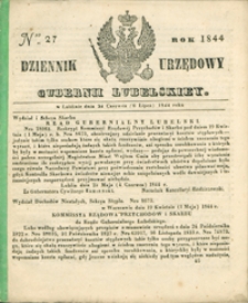 Dziennik Urzędowy Gubernii Lubelskiey 1844, Nr 27 (24 czerw./6 lip.)