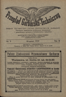 Przegląd Garbarsko-Techniczny oraz Wiadomości Przemysłu Chemicznego. R. 3, nr 9 (wrzesień 1937) oraz R. 12, nr 19 (1 października 1937)