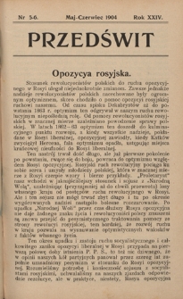 Przedświt : miesięcznik polityczno-społeczny : organ Polskiej Partyi Socyalistycznej. R. 24, nr 5-6 (maj-czerwiec 1904)