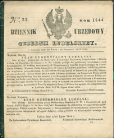 Dziennik Urzędowy Gubernii Lubelskiey 1844, Nr 32 (29 lip./10 sierp.)