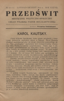 Przedświt : miesięcznik polityczno-społeczny : organ Polskiej Partyi Socyalistycznej. R. 38, nr 11-12 (listopad-grudzień 1919)