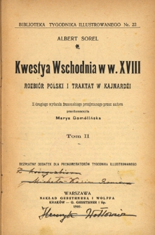 Kwestya Wschodnia w w. XVIII : rozbiór Polski i traktat w Kajnardżi. T. 2