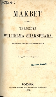 Makbet : tragedya Wilhelma Shakspeara