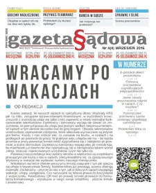 Gazeta Sądowa : miesięcznik bezpłatny ps-solidarność.org.pl. Nr 4 (wrzesień 2016)