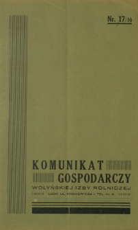 Komunikat Gospodarczy Wołyńskiej Izby Rolniczej R. 3 (1936), Nr 7=30