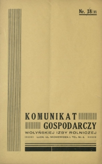 Komunikat Gospodarczy Wołyńskiej Izby Rolniczej R. 3 (1936), Nr 8=31