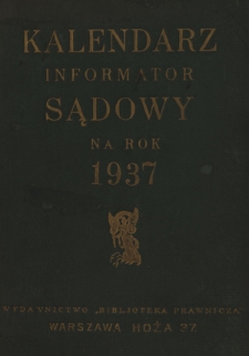Kalendarz Informator Sądowy na rok 1937