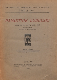 Pamiętnik Lubelski T. 3, za lata 1935-1937