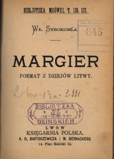 Margier : poemat z dziejów Litwy
