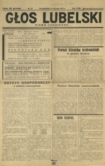Głos Lubelski : pismo codzienne. R. 18, nr 12 (12 stycznia 1931)