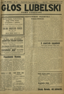 Głos Lubelski : pismo codzienne. R. 16, nr 218 (12 sierpnia 1929)