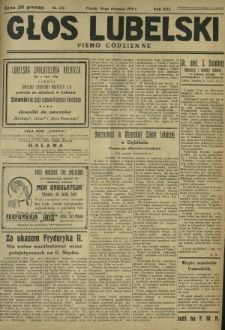 Głos Lubelski : pismo codzienne. R. 16, nr 222 (16 sierpnia 1929)