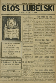 Głos Lubelski : pismo codzienne. R. 16, nr 265 (28 września 1929)