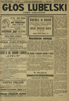 Głos Lubelski : pismo codzienne. R. 16, nr 279 (12 października 1929)