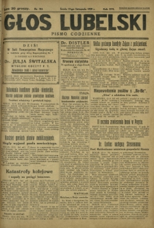 Głos Lubelski : pismo codzienne. R. 16, nr 310 (13 listopada 1929)