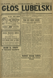 Głos Lubelski : pismo codzienne. R. 16, nr 315 (18 listopada 1929)