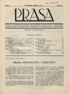 Prasa : organ Polskiego Związku Wydawców Dzienników i Czasopism : czasopismo poświęcone sprawom wydawniczo-prasowym. R. 2, z. 3 (marzec 1931)