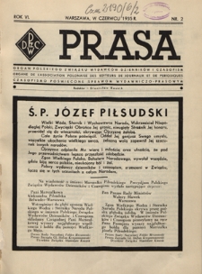 Prasa : organ Polskiego Związku Wydawców Dzienników i Czasopism : czasopismo poświęcone sprawom wydawniczo-prasowym. R. 6, z. 2 (czerwiec 1935)