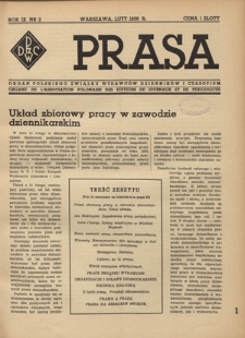 Prasa : organ Polskiego Związku Wydawców Dzienników i Czasopism : czasopismo poświęcone sprawom wydawniczo-prasowym. R. 9, nr 2 (luty 1938)
