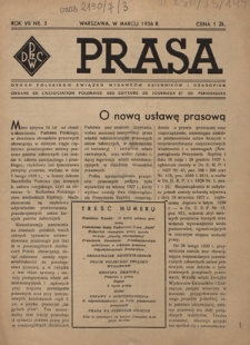 Prasa : organ Polskiego Związku Wydawców Dzienników i Czasopism : czasopismo poświęcone sprawom wydawniczo-prasowym. R. 7, nr 3 (marzec 1936)