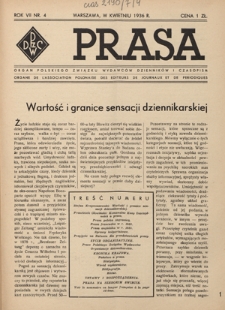 Prasa : organ Polskiego Związku Wydawców Dzienników i Czasopism : czasopismo poświęcone sprawom wydawniczo-prasowym. R. 7, nr 4 (kwiecień 1936)