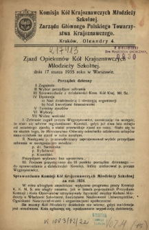 Zjazd Opiekunów Kół Krajoznawczych Młodzieży Szkolnej : dnia 17 marca 1935 roku w Warszawie