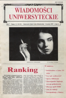 Wiadomości Uniwersyteckie / Uniwersytet Marii Curie-Skłodowskiej R. 7, nr 1/2=42/43 (czerwiec 1997)