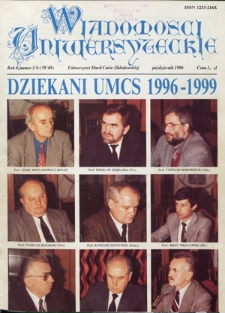 Wiadomości Uniwersyteckie / Uniwersytet Marii Curie-Skłodowskiej R. 6, nr 5/6=39/40 (październik 1996)