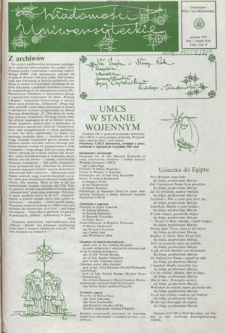 Wiadomości Uniwersyteckie / Uniwersytet Marii Curie-Skłodowskiej R. 2, nr 9=16 (grudzień 1992)