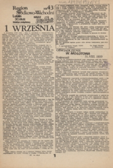 Region Środkowo-Wschodni NSZZ "Solidarność" : biuletyn związkowy Nr 43 (30 sierp. 1981)