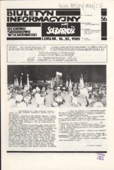 Biuletyn Informacyjny Regionu Środkowo-Wschodniego "Solidarność" Nr 56 (16 list. 1981)