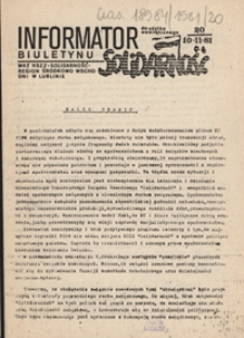 Informator Biuletynu "Solidarność" Nr 20 (10 list. 1981)