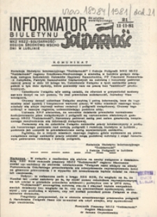 Informator Biuletynu "Solidarność" Nr 21 (11 list. 1981)