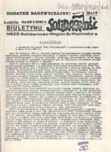 Dodatek Nadzwyczajny Biuletynu Infromacyjnego "Solidarność" Region Środkowo-Wschodni Nr 13 (22 stycz. 1981)