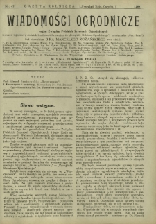 Wiadomości Ogrodnicze : organ Związku Polskich Zrzeszeń Ogrodniczych. - Nr 1 (23 listopada 1934)