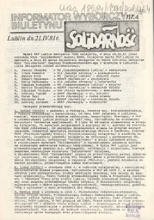 Informator Wyborczy Biuletynu "Solidarność" Nr 4 (21 kwiec. 1981)